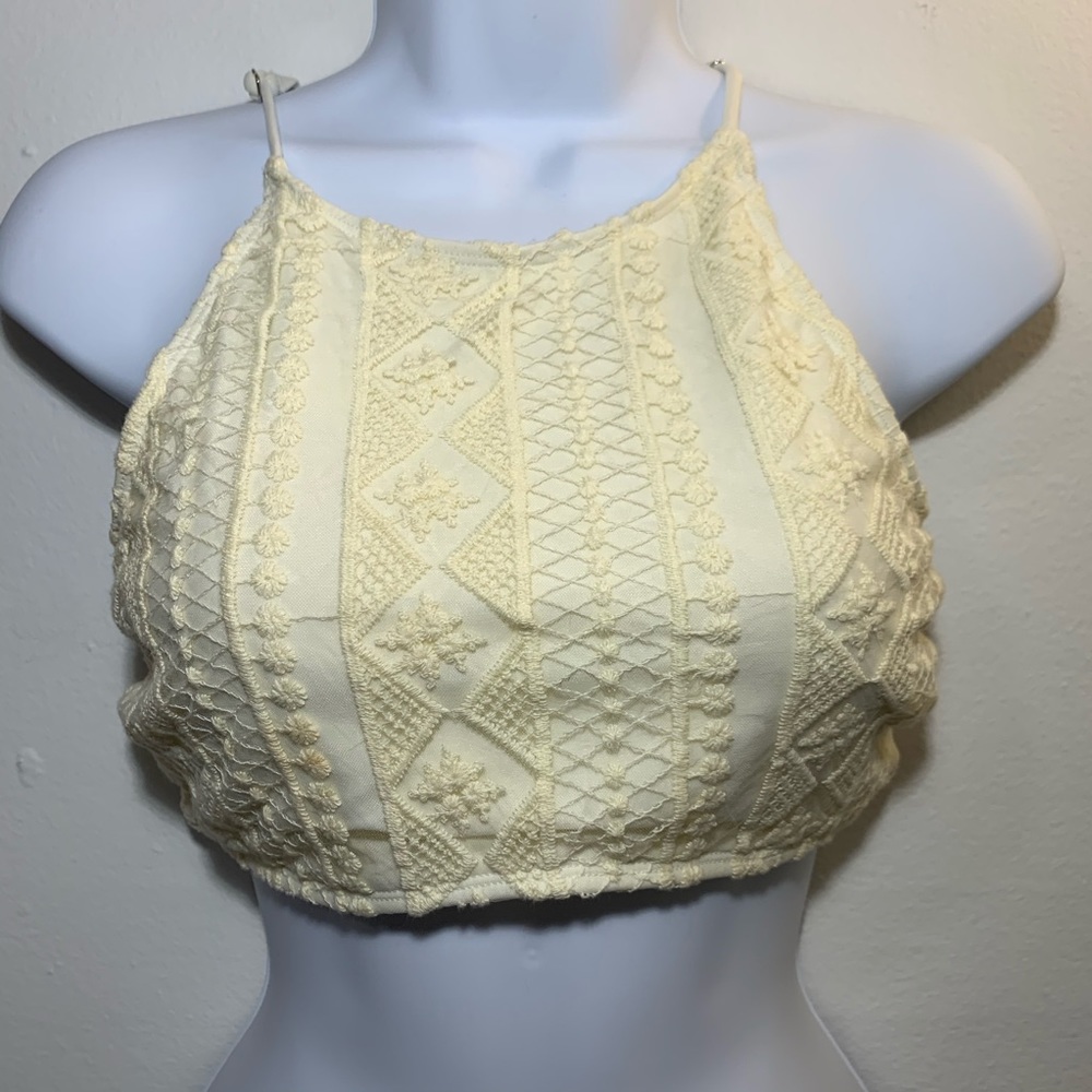Xhilaration White/ cream high neck crop top Size L